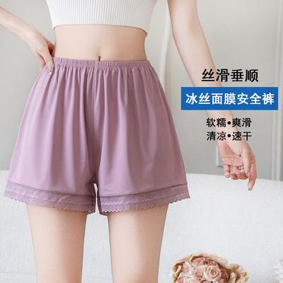 Damen Übergröße Eis Seide Sicherheitsshorts Sommer Dünn Spitze Locker Atmungsaktiv Anti-Scheuer Shorts