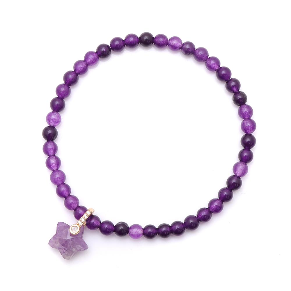 Natural Stone Bead Star-Shaped Pendant Bracelet, Suitable For Both Men And Women, Features Tiger Eye And Rose Quartz Beads, A Fashionable Accessory.