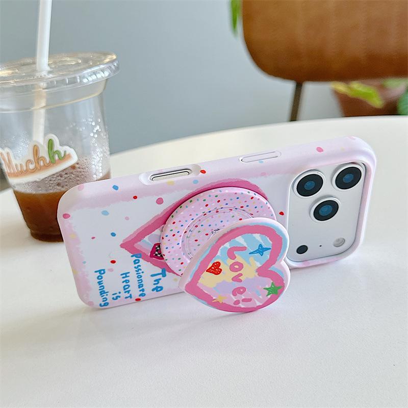 Graffiti Heart Puppy Magnetic Stand Case for iPhone 17/16 Pro Max/15 Pro