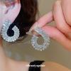 Silver Needle Super Flash Diamond-set Geometric Round Stud Earrings High-end Fashion Earrings Light Luxury Temperament Earrings