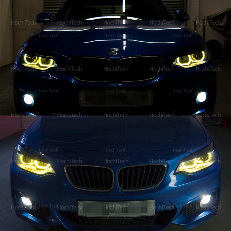 Tagfahrlicht-Set (DRL) mit Angel Eyes, LED-Scheinwerferring im CSL-Stil, zitronengelb, für BMW 2er F22 F23 M2 F87 (vor Facelift, 2014–2018)