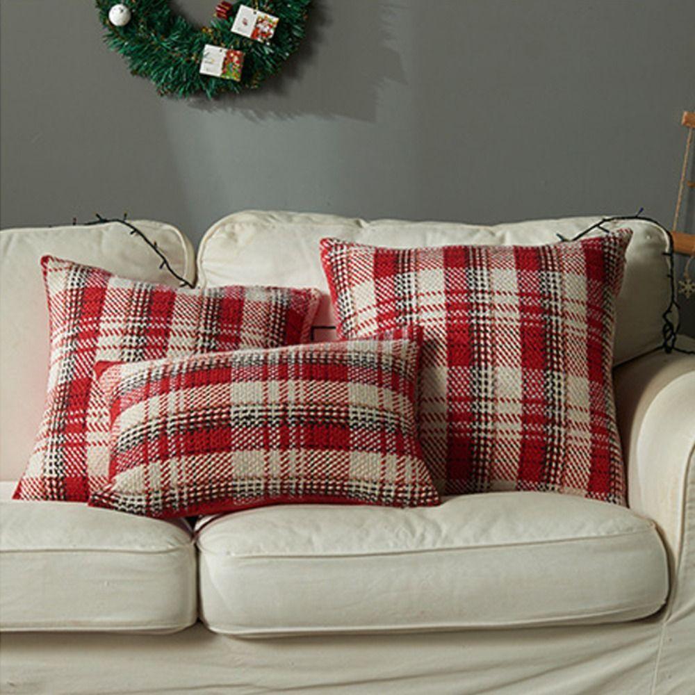 Multiple Sizes Throw Pillowcover Classic Cushion Cover Soft Christmas Plaid Pillowcase Sofa/Bed