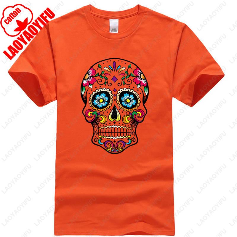 Mens Cotton Street Style TShirt Gothic Skull Graphic Print Summer 2025 Casual Tee Breathable Streetwear Classic Style Tee
