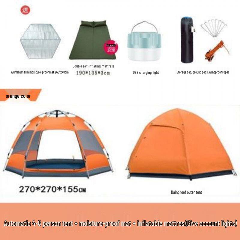 Quick Open Folding Double Layer Tent for 3-5 People - Perfect for Camping, Beach, or Park