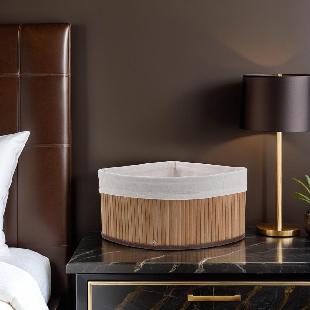 Bamboe Hoekmand Waaiervormig 10x6.3 Geweven Opbergorganizer voor Keukenplank Voorraadkast Badkamer Decoratieve Opbergmand
