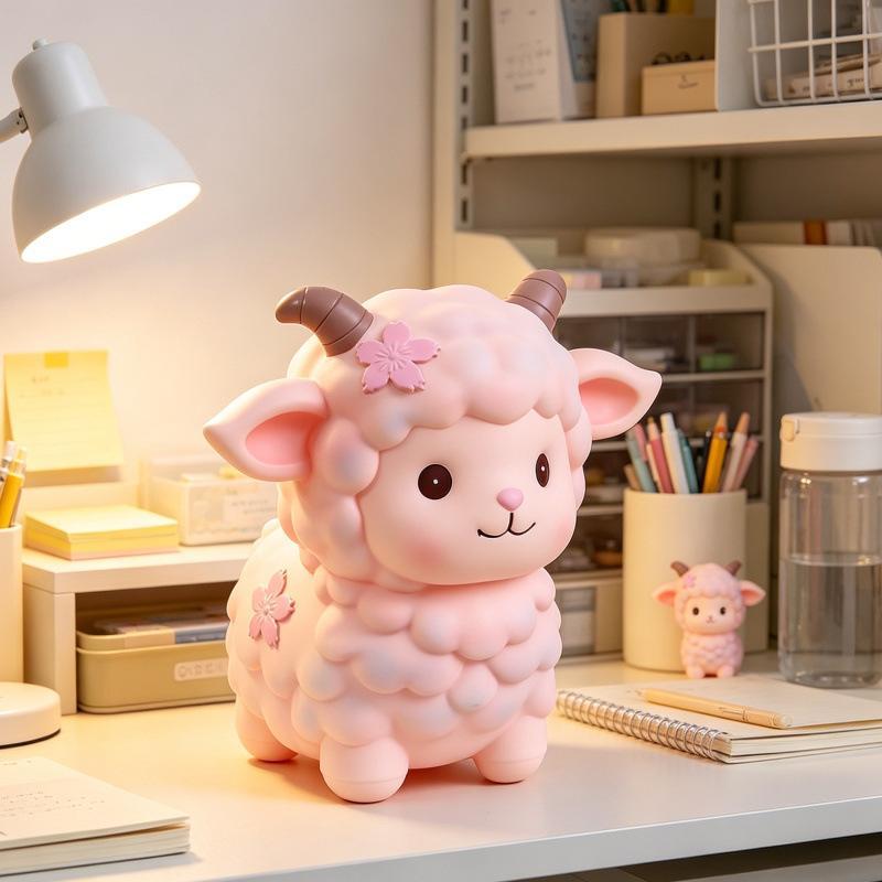 Creative Lamb Shaped Coin Bank Anti Fall Large Capacity Money Saving Box for Kids Children Birthday Gifts Bedroom Decoration
