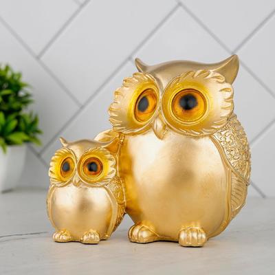 Eulenstatue für Glücksbringer Schauobjekt Heimdekoartikel für Wohnzimmer und Geschenke (golden)