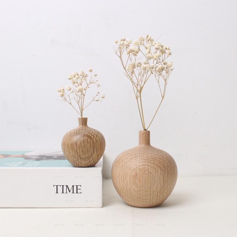 Wood Decorative Plant Pots Tall Small Vase Wooden Vase Leakproof  Flowerpot Indoor Decorations Plants Holder Or Home Flowers