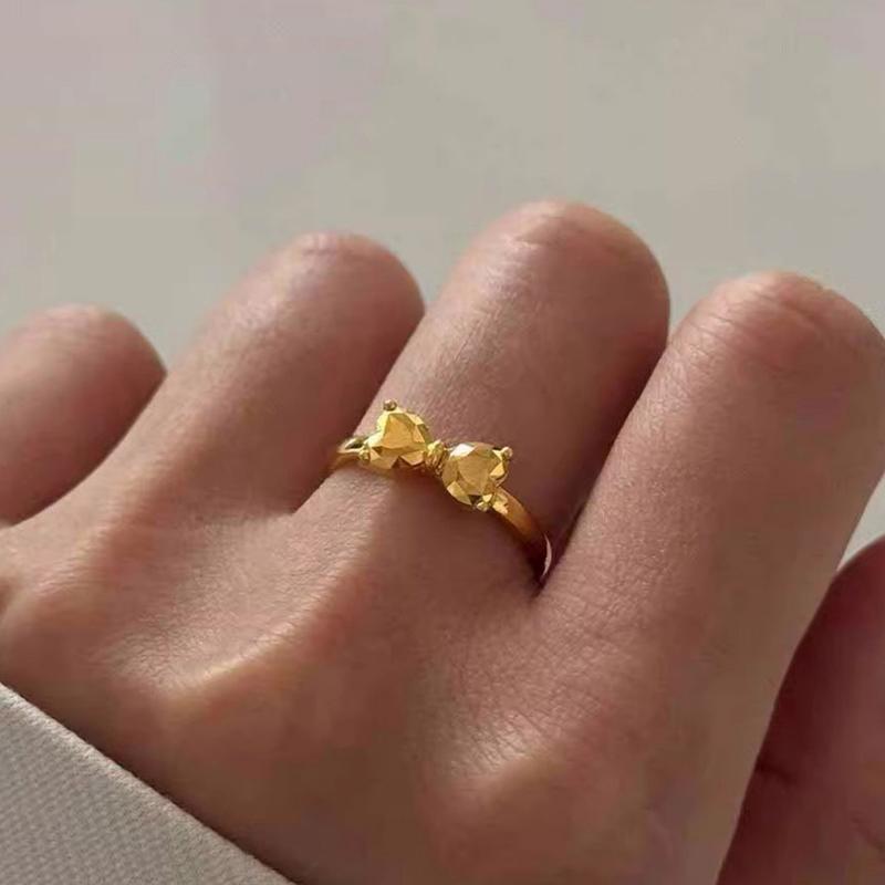 Dainty Gold Plated Bow Rings For Women Friendship Ribbon Knot Ring Aesthetic Bowknot Wedding Bands Jewelry Gift