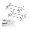 UrbanPulse Chopstick Rests, Stainless Steel, Plum Blossom Design, 8cm, Rust-Resistant, Stylish Tableware for Kitchen and Cafes (Set of 4, Silver)
