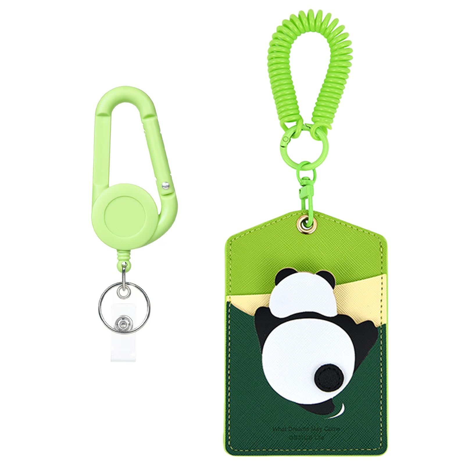 

Oumino ID Card Holder, Vertical, Employee ID Card Case, Pass Case, Name Holder, Name Badge Holder, Extendable Reel, Leather, Cute, with Carabiner,