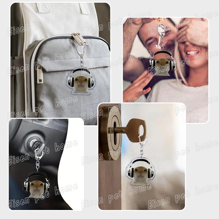 Beliebte Niedliche Katze Lustige Schlüsselanhänger für Zubehör Tasche Haustier Katzenliebhaber Meme Miau Schlüsselanhänger Ring Schmuck Fans Geschenke Schlüsselanhänger