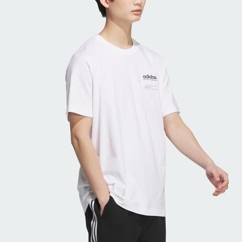 Adidas Logo Outdoor Fitness Training Casual Breathable Comfortable Round Neck Pullover Short Sleeve T-Shirt Unisex Tops White Black JI9080