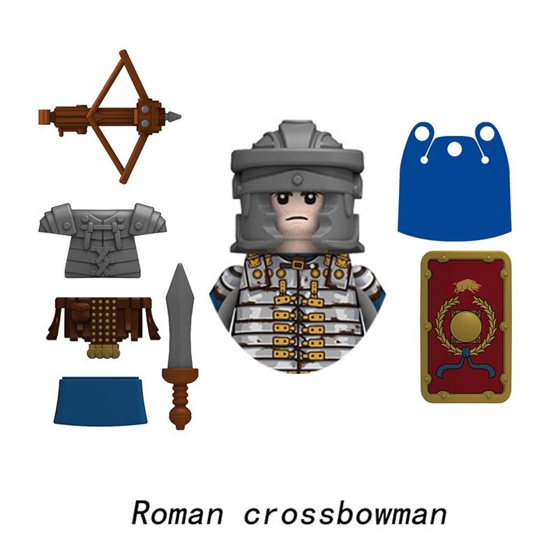 Medieval Ancient Military Figures Series Legion Flag Bearer Trumpeter Crossbowman Centurion Infantry Model Building Blocks Toys