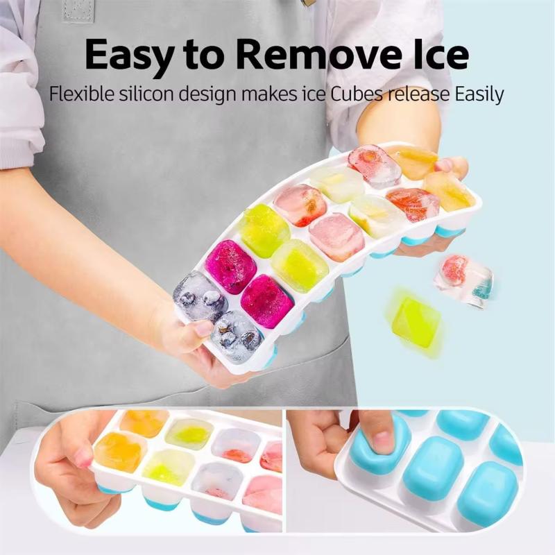 14 Grids Fruit Ice Maker With Removable Ice Cube Trays Reusable Silicone Ice Cube Mold Lids Kitchen Tools Freezer Summer Mould