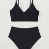 Solid Color Matching High Waist Sexy Bikini Split Swimsuit Swimsuit