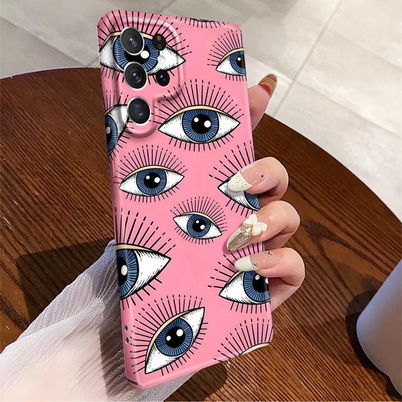 European beautiful woman model is suitable for Samsung S25ultra mobile phone case devil's eye s24/s23 personalized hard case film s22