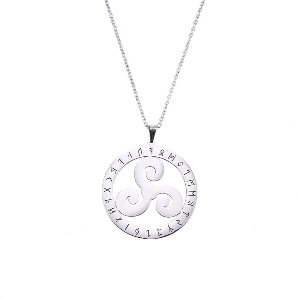 LIKGREAT Nerezová ocel Triskele Triskelion Náhrdelník Viking Runy Přívěsek Náhrdelník Severský Valknut Šperky Spirální Amulet