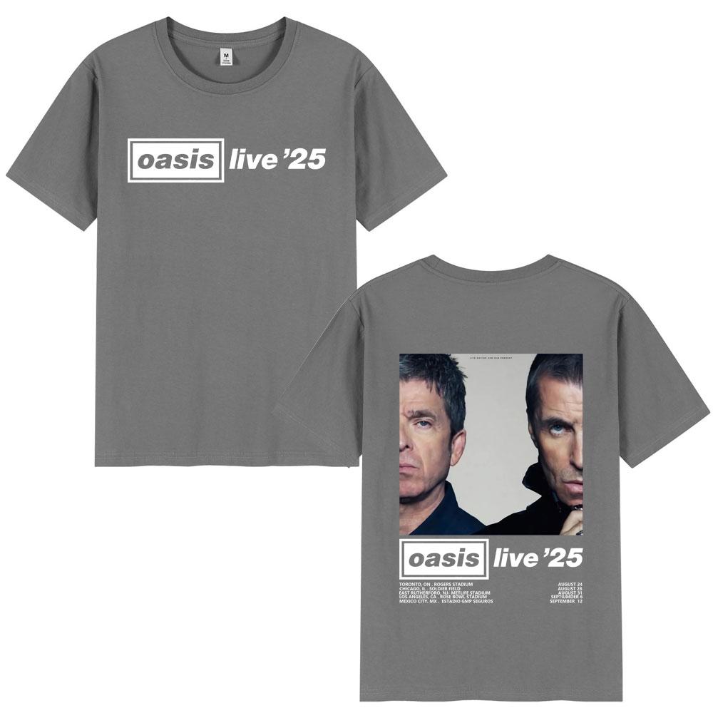 O-Oasis Live 25 Tour T-Shirts British Rock Band T-shirt Mens Clothing Cotton Casual Short Sleeve Tee Shirt Oversized Streetwear