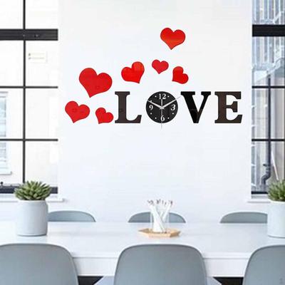Love Heart Wall Clock Sticker DIY Decal Decorative Practical Sturdy Silent Home Decor for