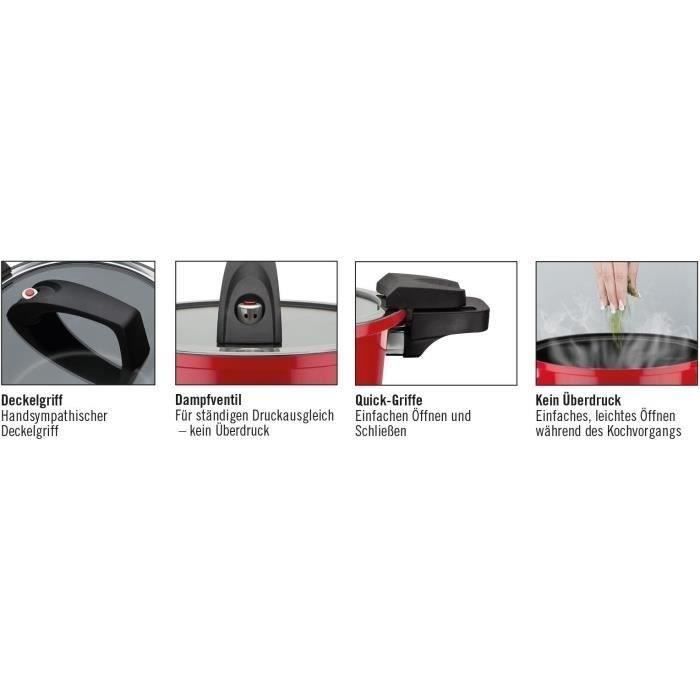 Cuiseur basse pression - GSW - 24 cm - 6 L - Aluminium forgé - Induction - Rouge