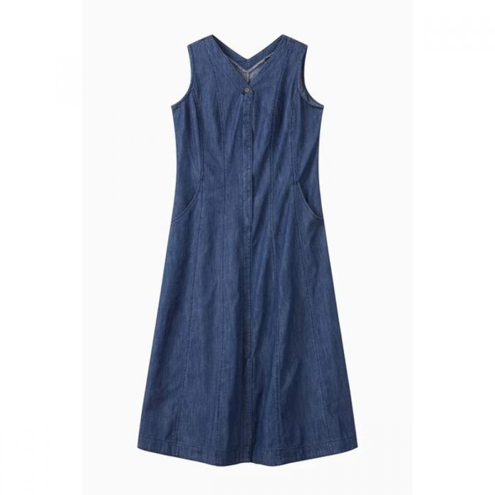

Benetton Hidden Button Sleeveless Denim Long Dress Baop93631 IN/42