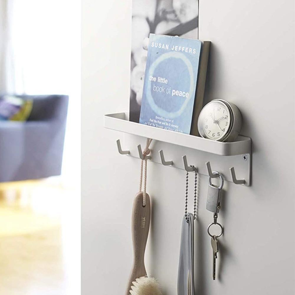 Wall Key Holder No Perforation Entrance Rack with Tray Household Wall Mounted Storage Shelf Multi Purpose Clothes and Towel Rack