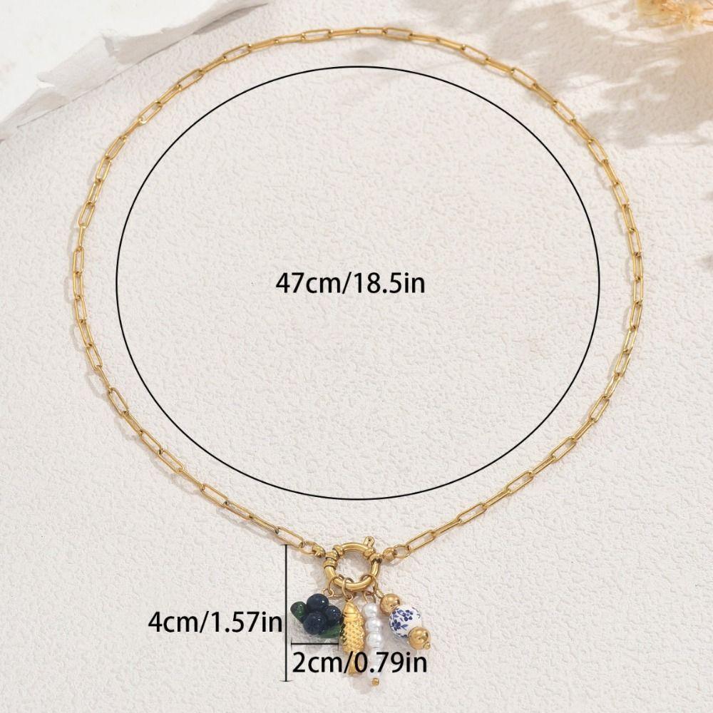 European Style Grape Blueberry Necklace Trendy Imitation Pearl Necklace Shell Pendant Choker  Party