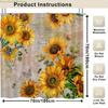 1pc Sunflower and Bee Pattern Shower Curtain, Home Decor Printed Liner No Drill Bathroom Partition