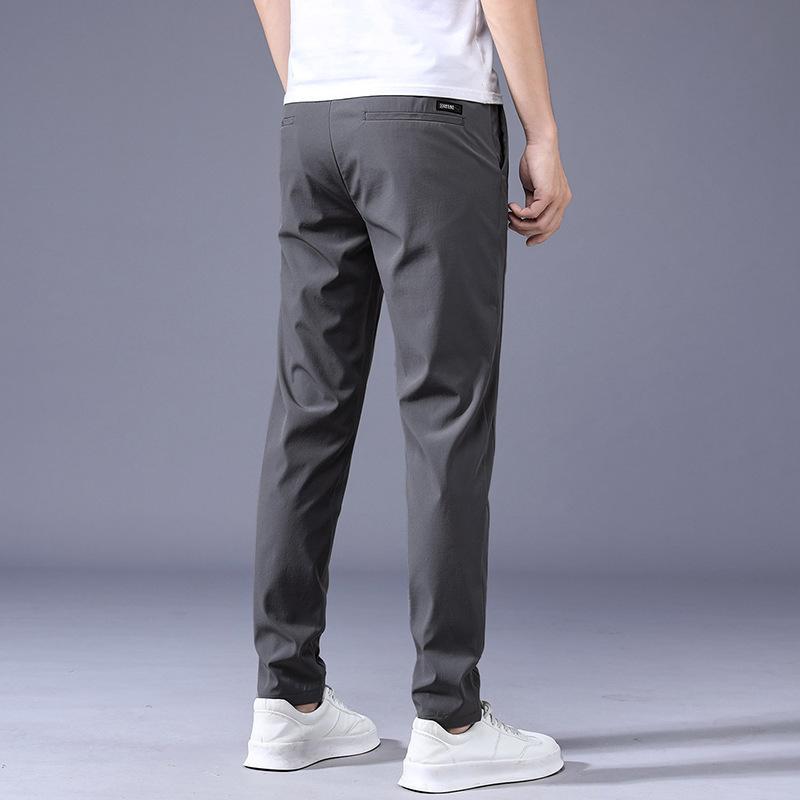 Summer new sweatpants men's straight loose elastic non-iron casual pants men's trendy elastic pants
