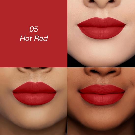 Colors Queen Lippie Creamy Matte Lipstick | Single Swipe Application, Long Lasting | Lightweight Lipstick for Women (05 - Hot Red, 5g)