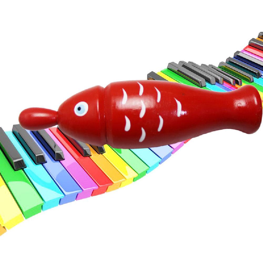 Orff Wooden Fish Percussion Instrument: Kindergarten Music Aid, Red Wood Block Tambourine, Frog Sound Tube.