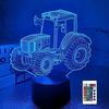 Lampe Illusion 3D en forme de tracteur FULLOSUN - cadeau d'anniversaire - lampe de chevet pour enfants, 16 couleurs - changement a