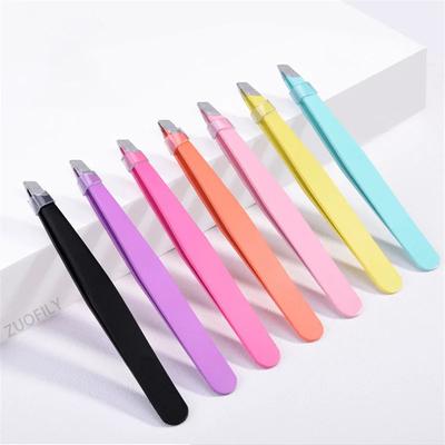 1 pièce Pince à sourcils en acier inoxydable Pince à épiler pour le visage Épilation des poils du visage Pince à cils colorée Outils de maquillage Clips pour sourcils