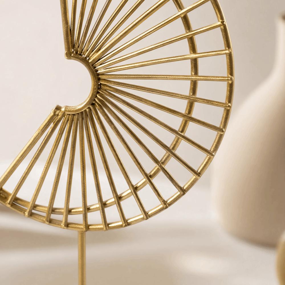 Gold Wire Woven Semicircle Iron Desk Decor Hotel Front Desk Display Ornament