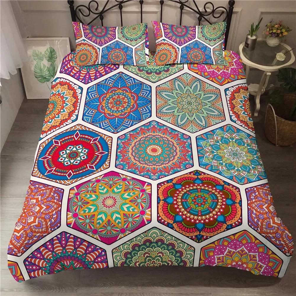 Luxury Boho Mandala Duvet Cover Set Bohemian Bedding Sets Mandala Print Comforter Cover King Size Double Bed Set Quilt Cover