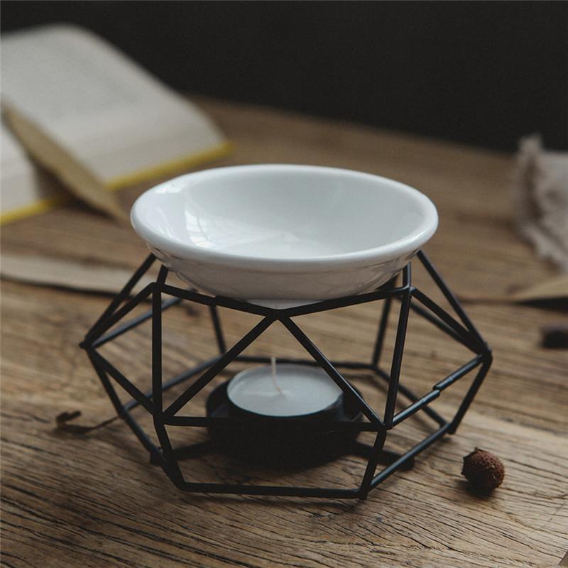 Stojan na svíčku Keramická olejová lampa Nerezová základna Aroma hořák Domácí dekorace Ornament Meditační dárek