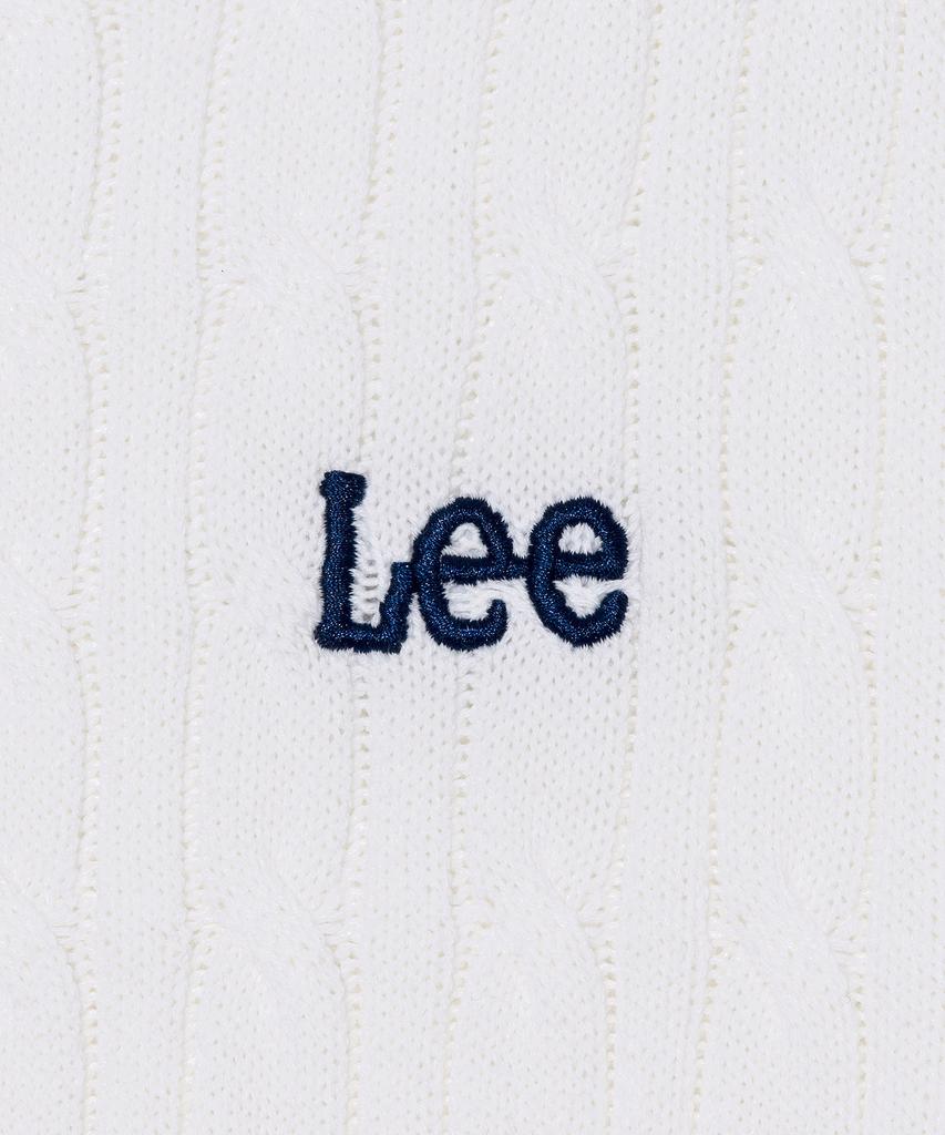 LEE Round Neck Cable Short Sleeve Knit White
