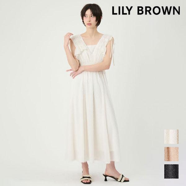 New item 10% OFF LILY BROWN Dress 26 Spring/Summer Fringe Jacquard Shirring Dress Sleeveless Long Length lwfo262067