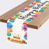 White Happy Birthday Table Runner, Colorful Balloon Kitchen Dining Table Decoration Festive Balloon Design for Birthday Party Decor 13x72 Inch