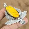 Natural Bumble Bee Jasper Gemstone Pendant Owl 925 Sterling Silver For Women