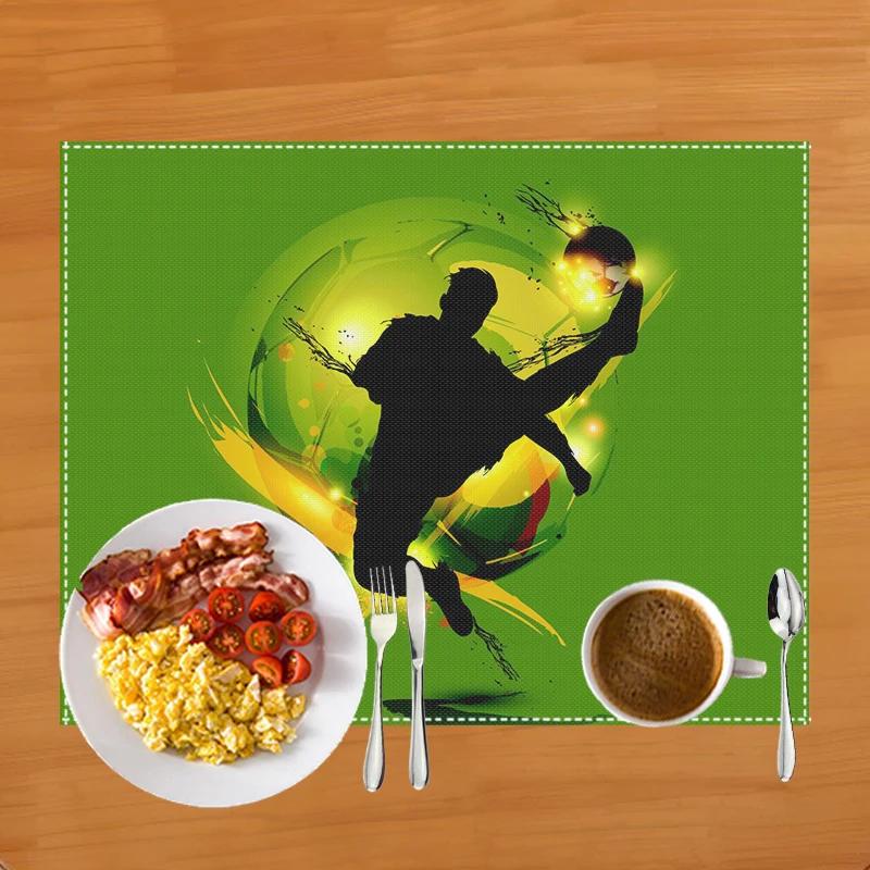 

Soccer Football Field Print Placemat for Dining Table Linen Tableware Mat Coffee Cup Pads Dining Table Mats Kitchen Accessories 30x45cm1pcs