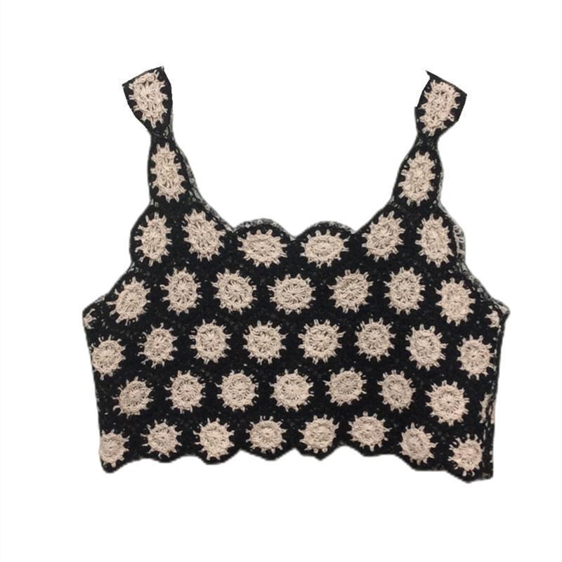 

Богемный кружевной топ крючком - Ретро стиль Хёны One Size чёрный