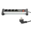 Digitus da-70614, indoor, 1.5 m, 4 ac outlet(s), black,silver, aluminium, 110 - 240 v