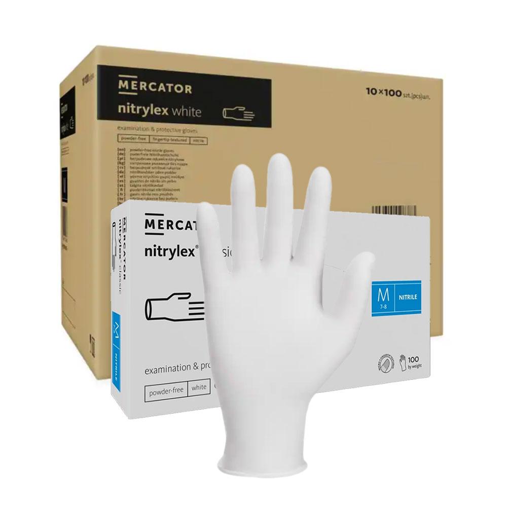 Nitrile Gloves White Mercator Nitrylex Classic White 100 Pcs Carton 10 Pack