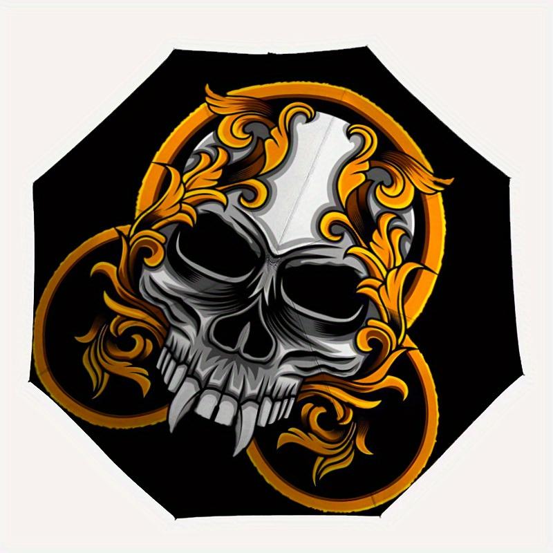 

1pc Skull Ornament Automatic Folding Umbrella - Lightweight, Retractable Design with 8-Rib Durability, Perfect for Outdoor Adventures167
