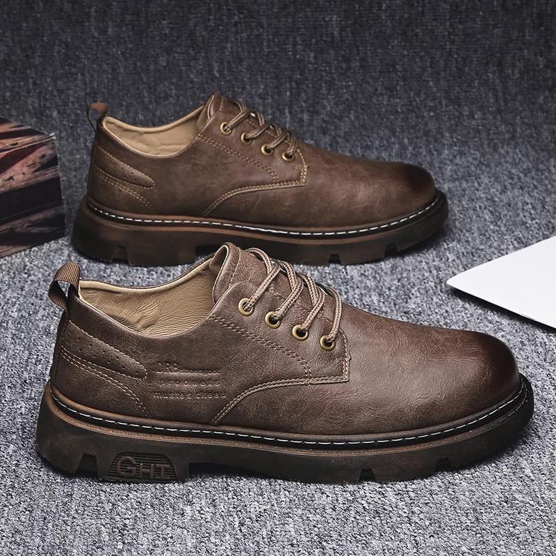 Martin Boots Men's 2024 New Black Leather Shoes Trendy Casual Tooling Shoes Wear-resistant Spring and Autumn Men's Shoes Autumn and Winter Breathable