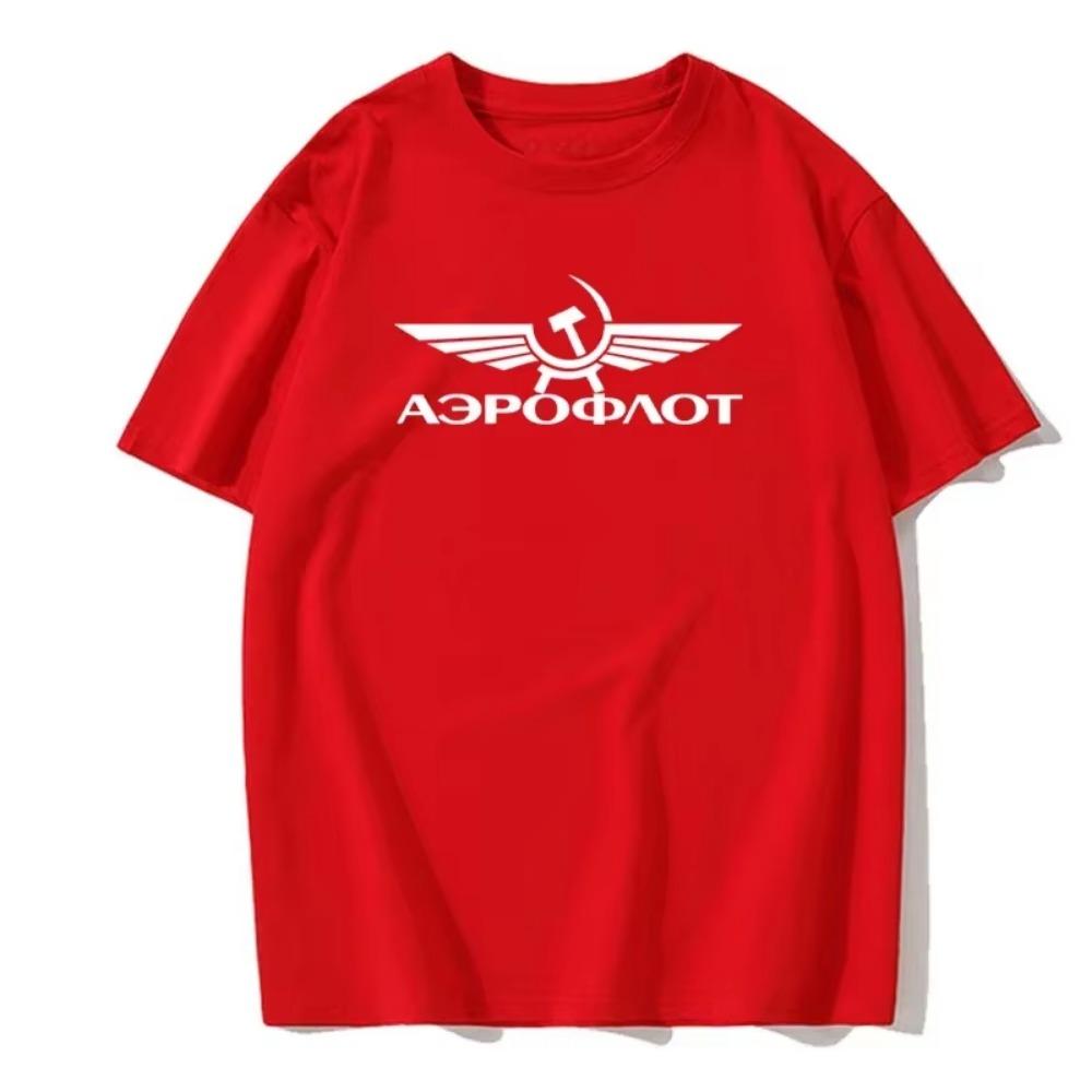Aeroflot Russian  AviationT-shirt Men's Summer Round Neck European Size Cotton Short-sleeved Fashion Casual T-shirt