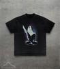 Gefallener Engel Grafik T-Shirt Gothic Dark Art T-Shirt für Unisex Damen Vintage Stil Okkult Engel Flügel Oberteil Emo Alt Streetwear Shirt Ausgefallen