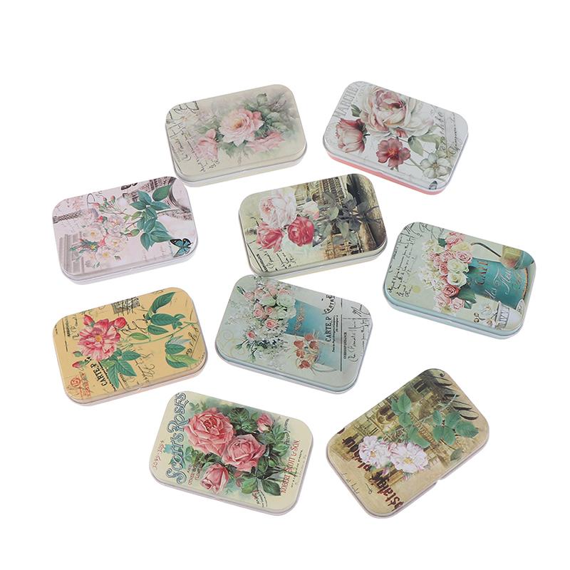 Vintage Flowers Tin Box Sealed Jar Packing Boxes Jewelry Candy Box For Party